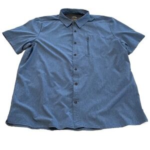 Zeroxposur Travel Series XL Short Sleeve Button Up W/ Front Zipper Pocket Blue